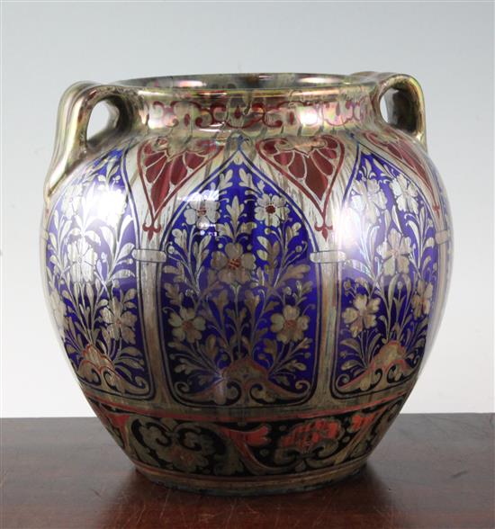 A large Pilkingtons Lancastrian lustre ovoid vase, c.1915, by Richard Joyce, height 23.5cm, diameter approx. 27cm